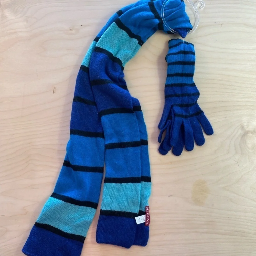 Merona Scarf and Gloves Set Made with 10% Rabbit Hair (DX)